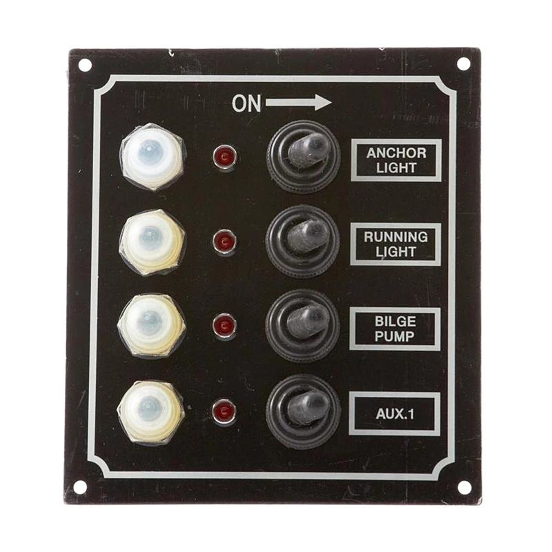 4-Gang LED Switch Panel with Circuit Breakers